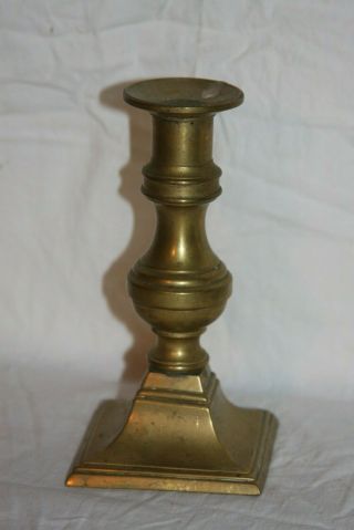 Antique Queen Anne Period Brass Push Up Candlestick Button Bottom