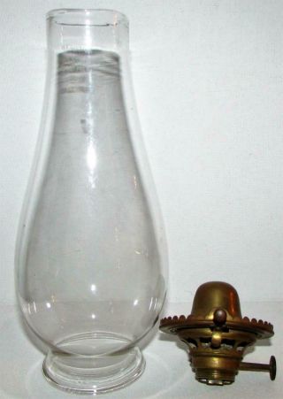 Antique No.  1 Flip Top Kerosene Oil Burner 1863,  Macbeth 27 Flanged Lip Chimney