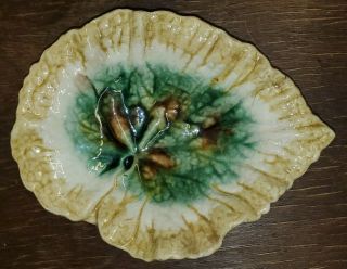 Antique Majolica Leaf Plate Made In England