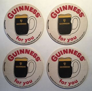 Set Of Four Vintage Guinness Stout 3.  5” Coasters; Us
