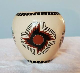 Vintage Native American Indian Design Small Ceramic Pottery Urn Vase Collectible