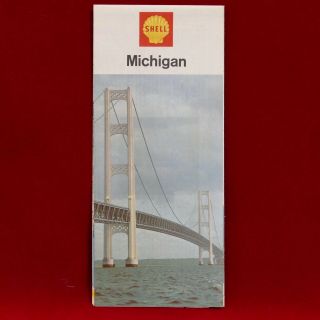 Vintage 1967 Shell Michigan Gas Station Road Map The H.  M.  Gousha Co.