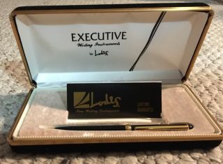 Vintage Lodis Executive Writing Instrument Black Ballpoint Pen In Velvet Box