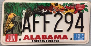 Alabama Yellowhammer Forests Forever License Plate Embossed Tag