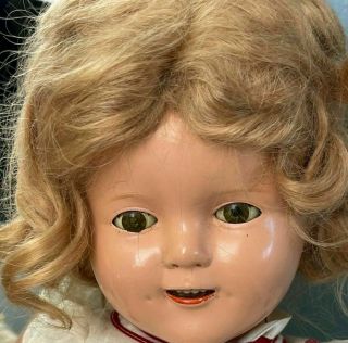 Antique Composition 17  Ideal Tlc Shirley Temple Doll With Mohair Wig