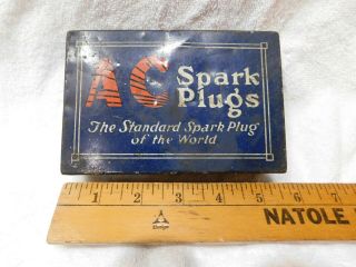 Vintage Ac Spark Plugs Tin Metal Box The Standard Plug Of America