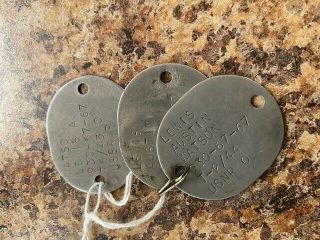 World War 2 Ii Entitled Navy Person Set 3 1944/45 Dog Tags Rare Antique Military