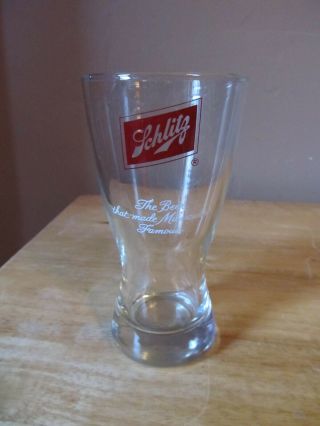 Vintage Schlitz " The Beer That Made Milwaukee Famous " 6 " Tall Pilsner Glass
