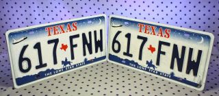 Vintage Pair Texas License Plate Plates 617 - Fnw Lone Star State Space Shuttle Tx