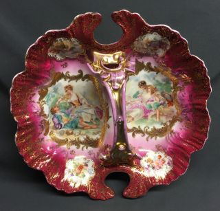 Antique Victoria Carlsbad Austria Divided Dish/bowl W/handle