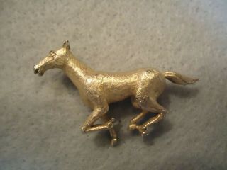 Vintage Signed Boucher Textured Golden Horse Pony Equestrian Theme Brooch Pin