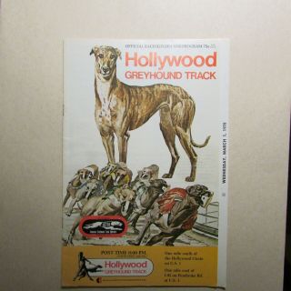 Hollywood Greyhound Track Dog Racing Program Florida March 1,  1978