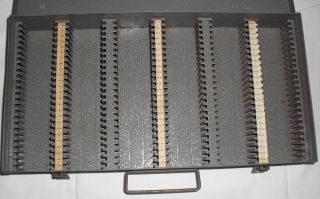 Vtg Brumberger 150 Slide Tray Tin Steel Storage Box/Case 35mm or Coin Holders 3