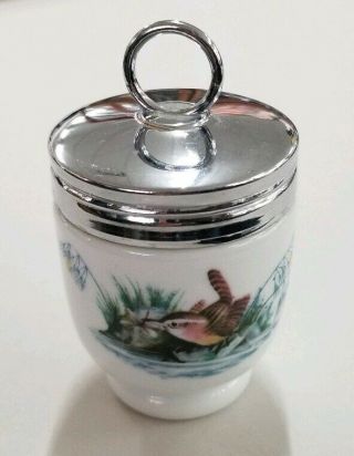 Vintage Royal Worcester Porcelain Egg Coddler - Birds Wren Finch