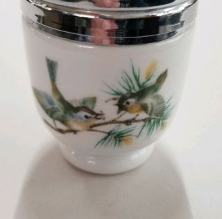 Vintage Royal Worcester Porcelain Egg Coddler - Birds Wren Finch 2