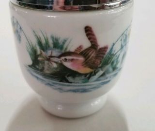 Vintage Royal Worcester Porcelain Egg Coddler - Birds Wren Finch 3