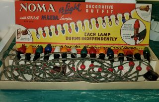 3 Vintage Antique Christmas Tree Lights Noma - 15 Mazda Lamp Berry Beads No 3415