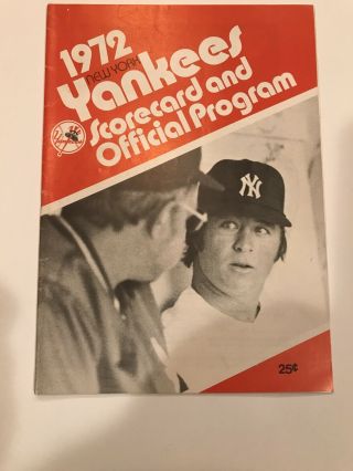 1972 York Yankees Vs.  California Baseball Program Score Card - Not Scored