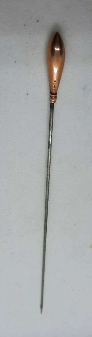 Antique 10k Gold Hatpin Long Victorian Hat Pin