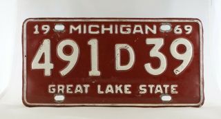 1969 Michigan Dealer License Plate - 493d39 - Road Worn