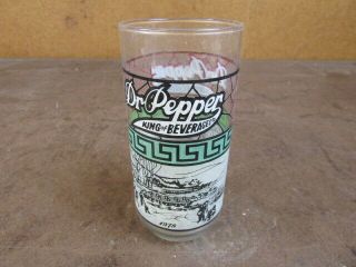 Vintage Dr Pepper King Of Beverages Stained Glass Pattern Drinking 1978 Green