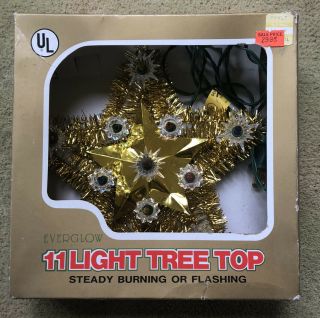 Vintage Everglow Christmas Tree Top 11 Light Star