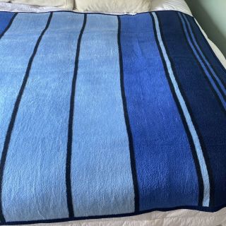 Biederlack Of America Solid Color Block Throw Camp Blanket Usa 74”x58” Blue