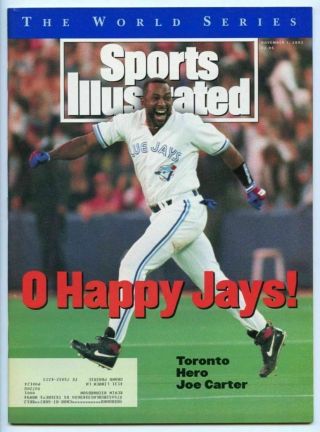 Si: Sports Illustrated November 1,  1993 Joe Carter,  Baseball,  Blue Jays,  Vg