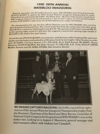 Waterloo Greyhound Park Past Performance book 1990 - 91 Season. 3