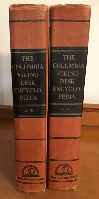 1953 The Columbia Viking Desk Encyclopedia 2 Volume Set A - Z Vintage Hardcover