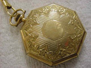 Vintage Gold Fd Large Antique Pre 1920 Art Deco Blossom Engraved Pocket Watch