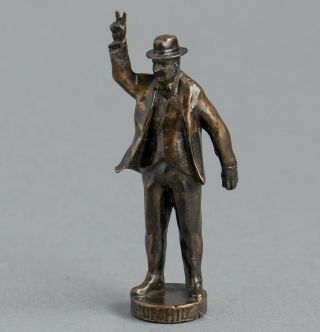 Vintage Bronze Freestanding Winston Churchill Pipe Tamper Wax Seal Sculpture Ww2