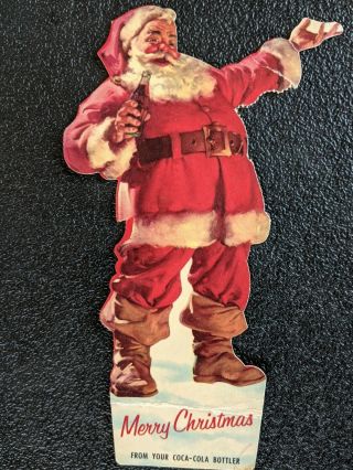 Vintage Die - Cut Coca Cola Christmas Santa Claus Bottle Topper