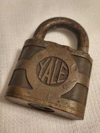 Vintage Yale Brass Pin Tumbler Padlock W/o Key 3 " X 2 1/2 "