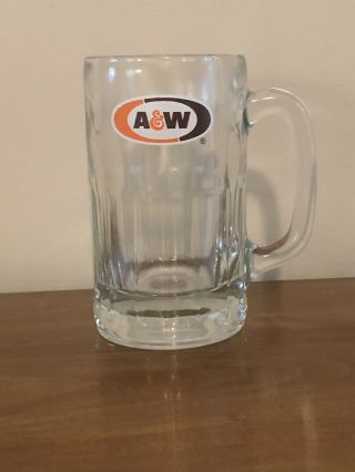 Vintage Heavy Glass A&w Root Beer Mug Logo 6” Tall 2 Lbs