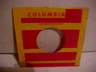 Vintage 7 In.  45 Rpm Sleeve Only No Record Columbia Vintage Yellow/red