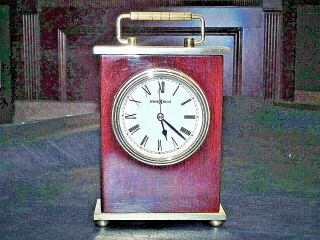 Vtg Howard Miller Quartz Wood & Brass Carriage Clock Mantle Clock Great