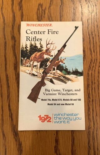 1972 Winchester Center Fire Rifles Old Vintage Advertising Brochure Pamphlet
