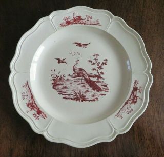 Antique 18thc Creamware Plate Puce Printed Liverpool Birds C1765 Wedgwood Leeds