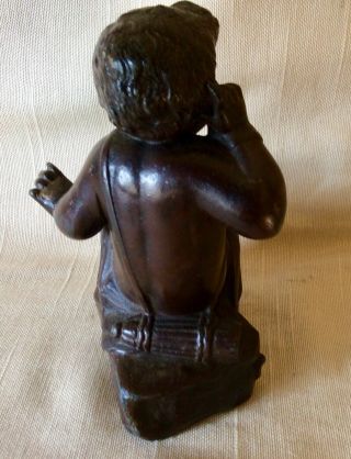 Antique 19th Century Bronze Figure Of A Seated Boy With Quiver 3