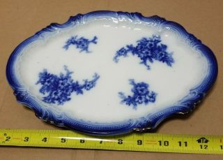 Antique " La Belle " China,  Flow Blue Large Serving Plate / Oval Platter 13 "