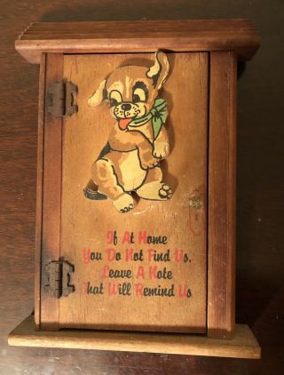 Vintage Wooden " Leave A Note " Porch Box Door With Pencil And Calendar