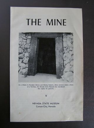 The Mine At The Nevada State Musuem Carson City Vintage Pamplet 1950 