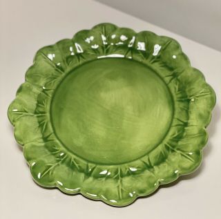 Vintage Holland Mold Cabbage Lettuce Leaf Ceramic Plate Dish Dark Green Easter