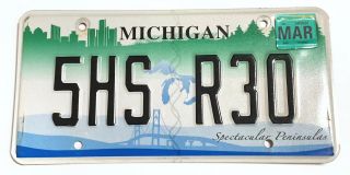Michigan License Plate Spectacular Peninsulas Mackinac Bridge Blue Green 5hs R30