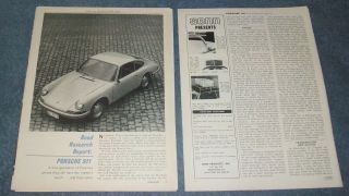 1965 Porsche 911 Vintage Road Test Info Article " A Generation Of Porsches.  "