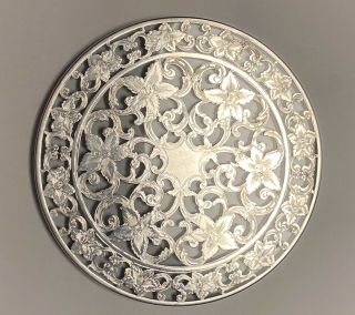 Antique Art Nouveau Webster Sterling Silver Overlay Glass Coaster/trivet 6 "