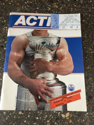 1988 Edmonton Oilers Vs Winnipeg Jets Stanley Cup Hockey Program /w Ticket Stub
