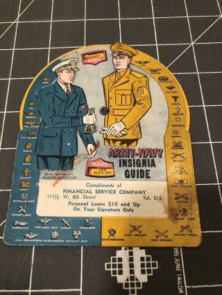 1942 Army/navy Insignia Guide Financial Loan Ad Vintage