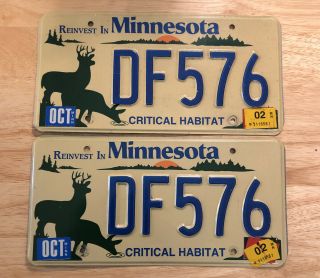 2 2002 Minnesota License Plate Critical Habitat Deer Environmental Df 576